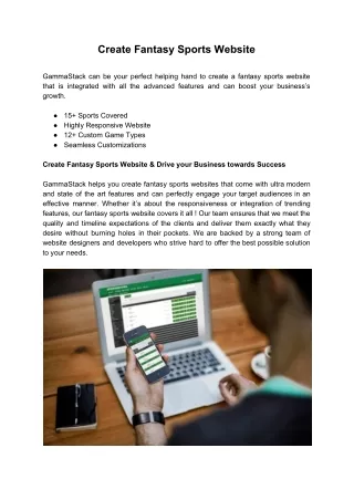 Create Fantasy Sports Website