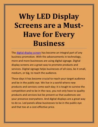 why led display screens are a must have for every