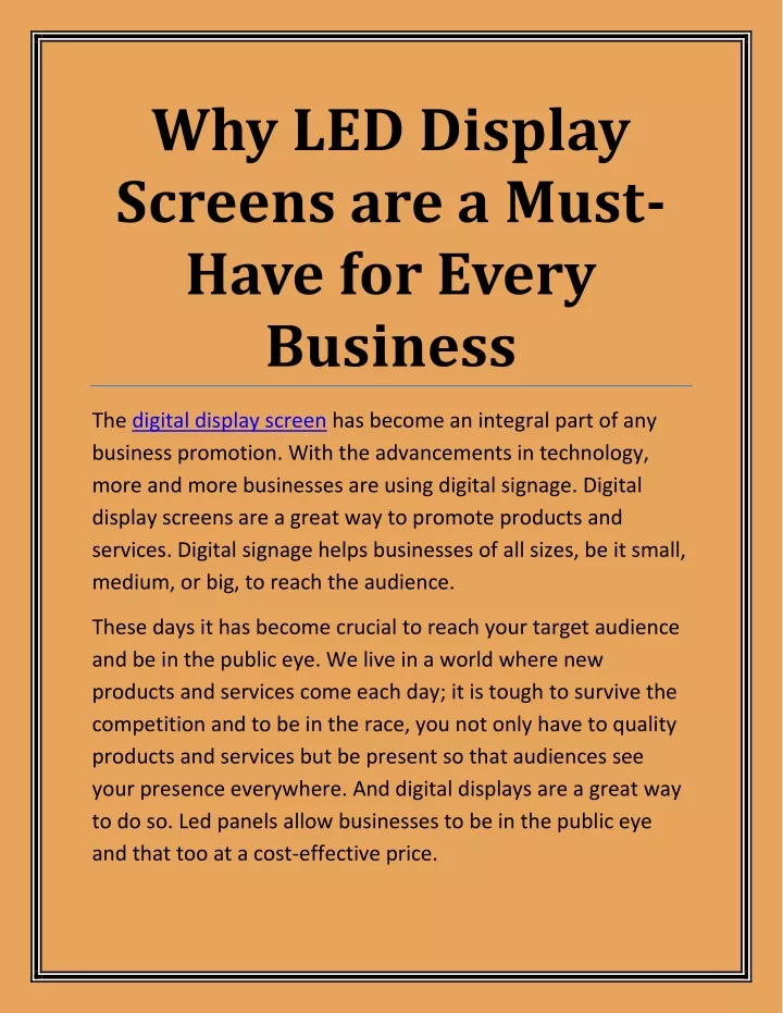 why led display screens are a must have for every