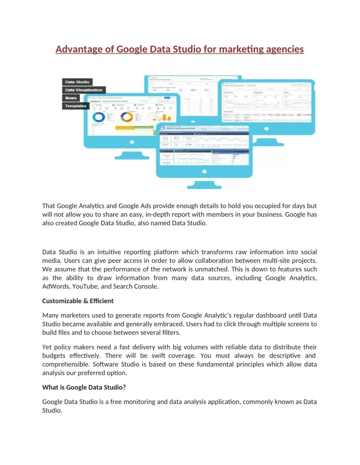 advantage of google data studio for marketing