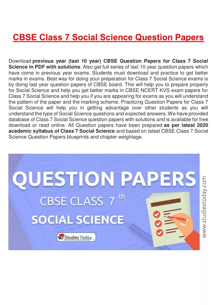 cbse class 7 social science question papers