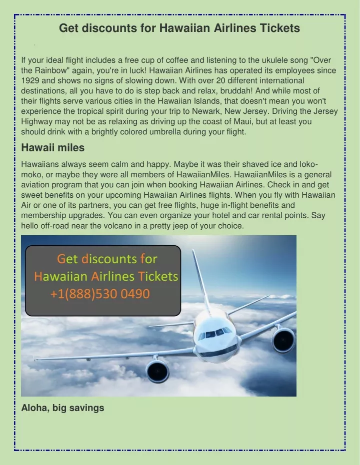 get discounts for hawaiian airlines tickets