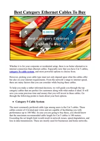 best category ethernet cables to buy