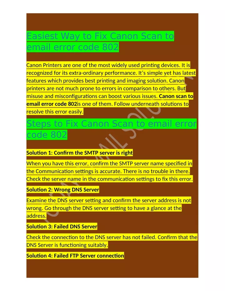easiest way to fix canon scan to email error code