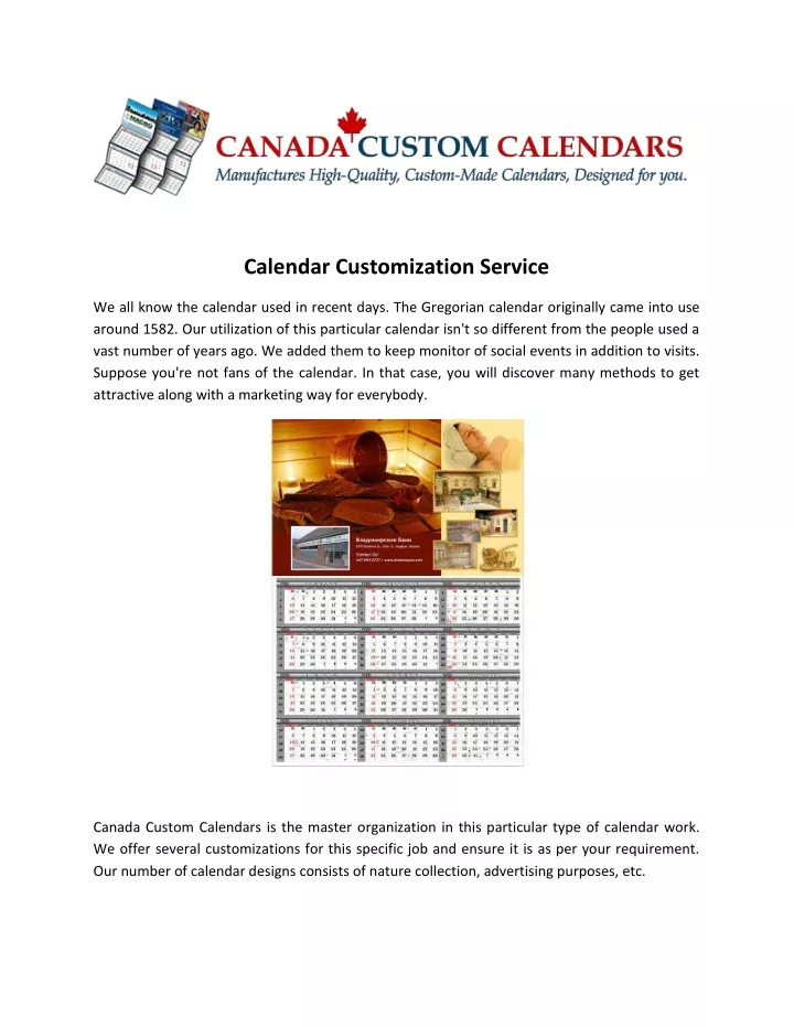 calendar customization service