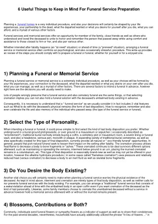 6 Useful Things to Keep in Mind For Funeral Preparation