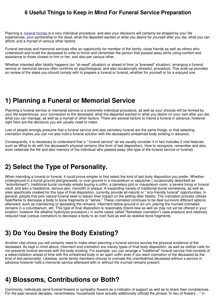 6 useful things to keep in mind for funeral