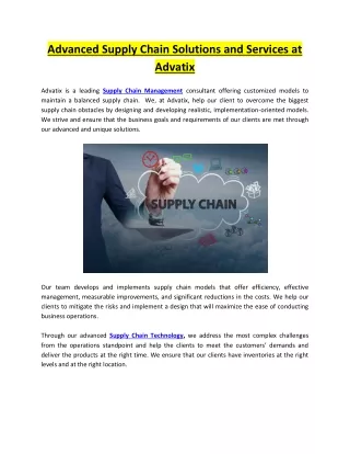 advanced supply chain solutions and services
