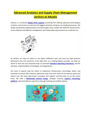 advanced analytics and supply chain management