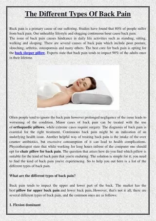 the different types of back pain