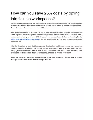How can you save 25% costs by opting into flexible workspaces?