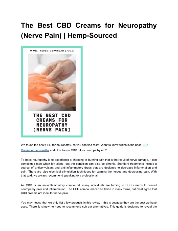 the best cbd creams for neuropathy nerve pain