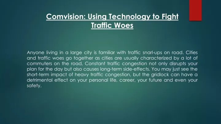 comvision using technology to fight traffic woes