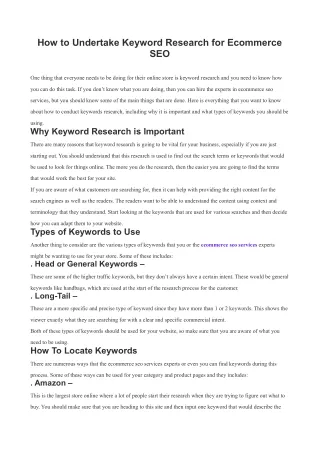 how to undertake keyword research for ecommerce
