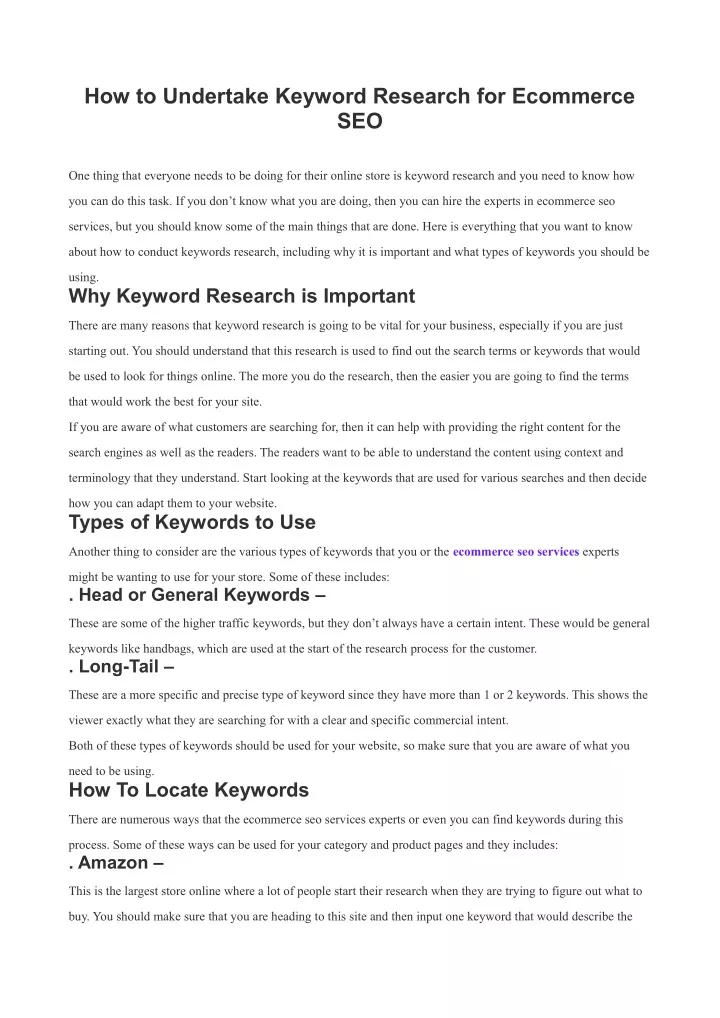 how to undertake keyword research for ecommerce