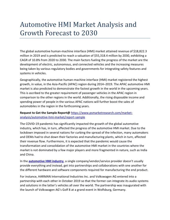 automotive hmi market analysis and growth