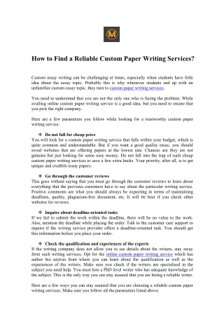 how to find a reliable custom paper writing