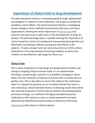 Importance of clinical trials in drug development