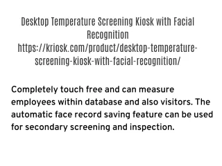 Desktop Temperature Screening Kiosk with Facial Recognition