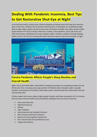 dealing with pandemic insomnia best tips