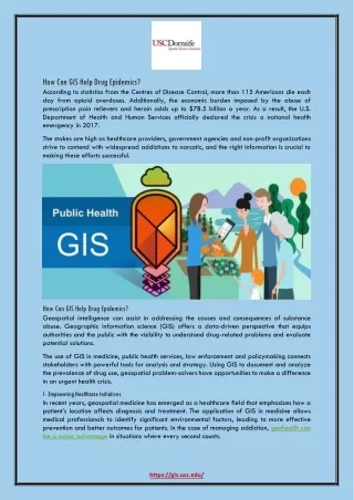 how can gis help drug epidemics according