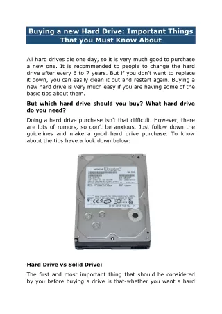 buying a new hard drive important things that