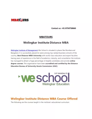 Welingkar Distance MBA Admission | Distance Management Courses