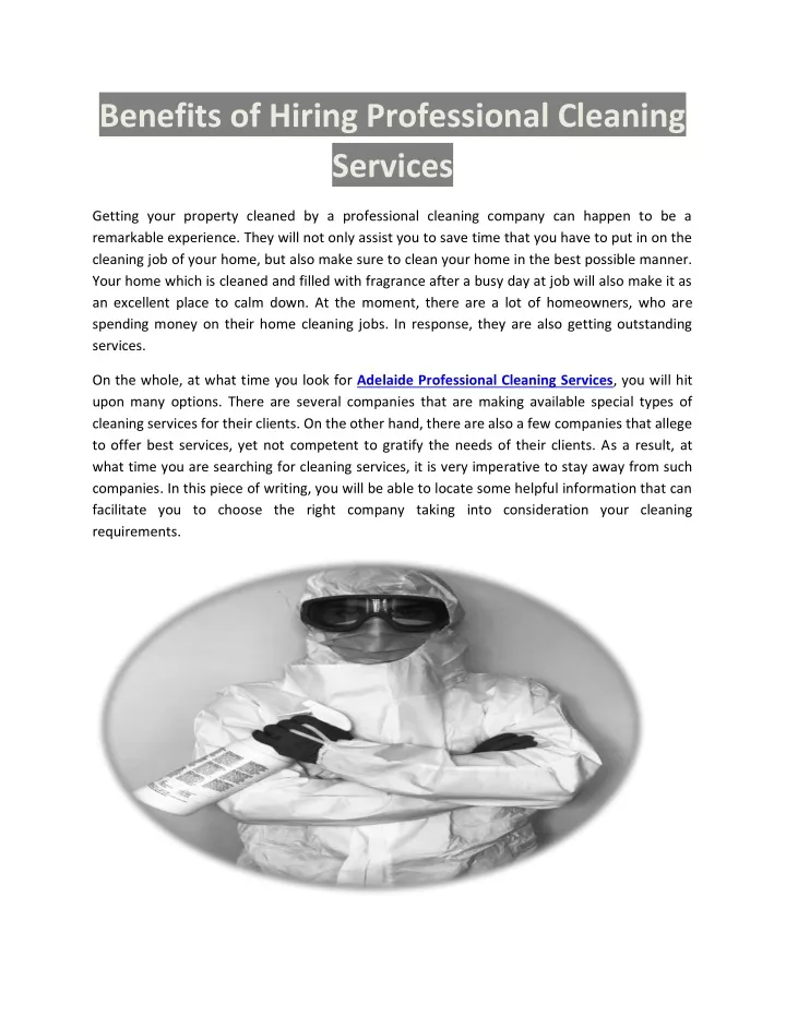 benefits of hiring professional cleaning services