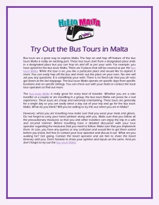 Try Out the Bus Tours in Malta