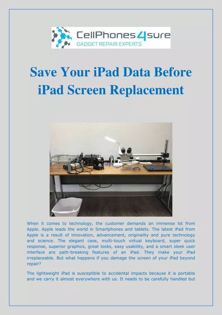 save your ipad data before ipad screen replacement