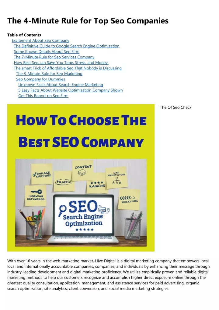 the 4 minute rule for top seo companies