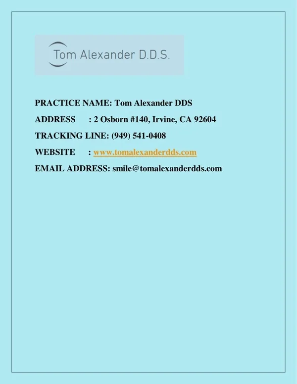 practice name tom alexander dds