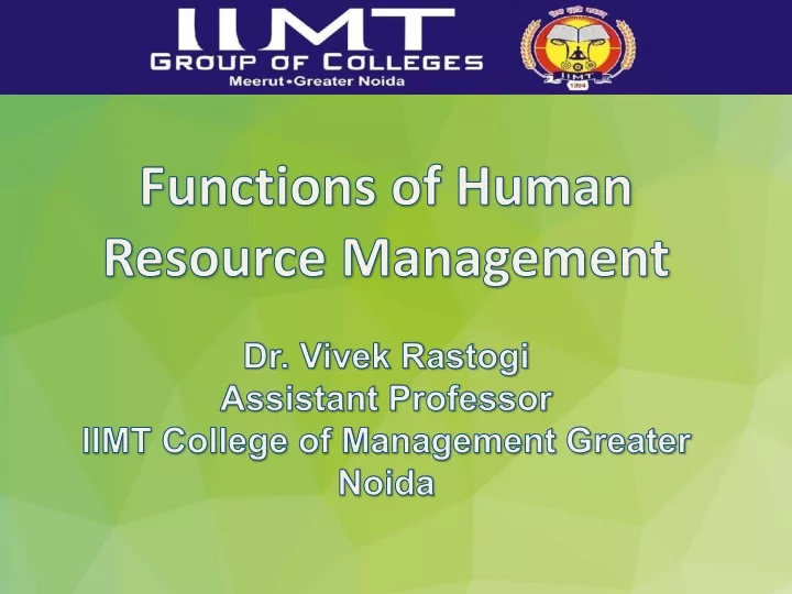 functions of human resource management dr vivek