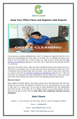 Keep Your Office Clean and Hygienic with Experts