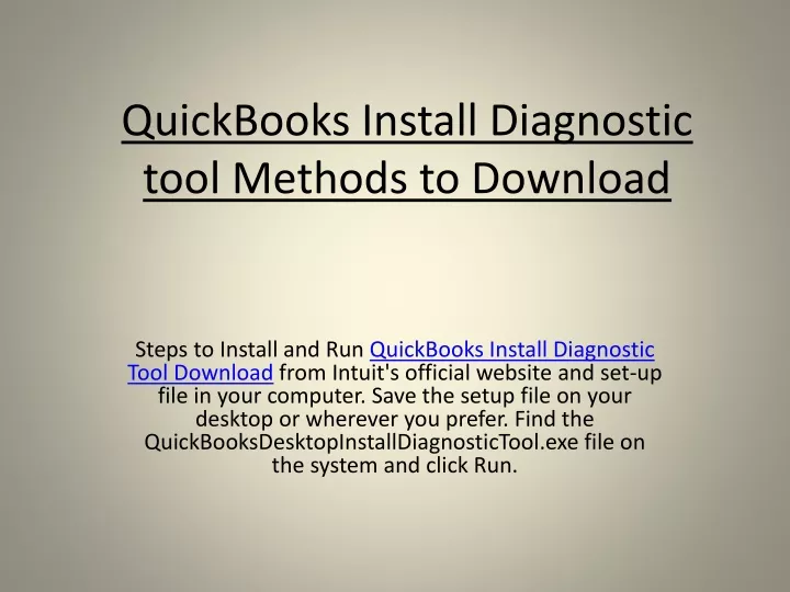 quickbooks install diagnostic tool methods to download