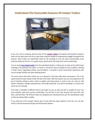understand the favourable features of camper