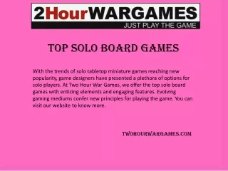 Twohourwargames.com - Top Solo Board Games