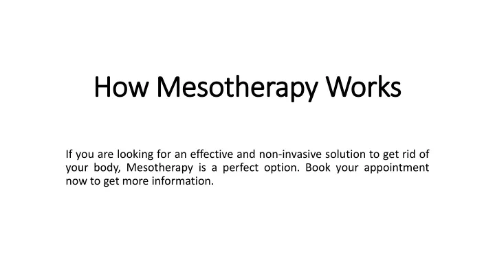 how mesotherapy works