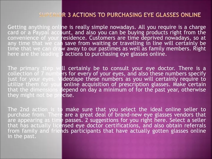 superior 3 actions to purchasing eye glasses online