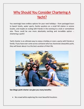 why should you consider chartering a why should