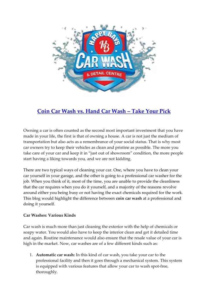 coin car wash vs hand car wash take your pick