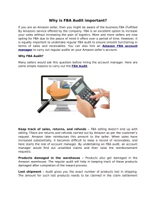why is fba audit important