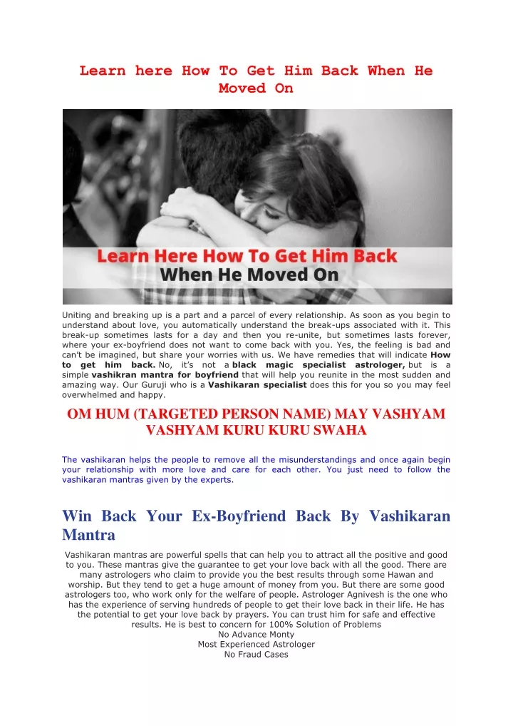 learn here how to get him back when he moved on