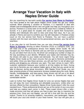 arrange your vacation in italy with naples driver