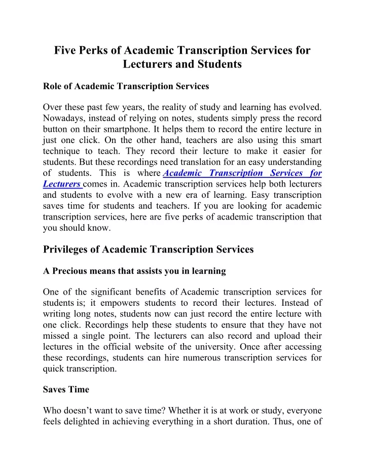five perks of academic transcription services