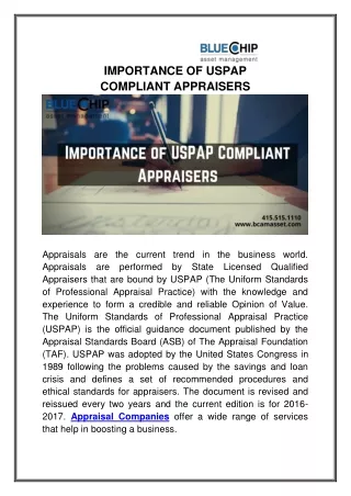 Importance of USPAP Compliant Appraisers