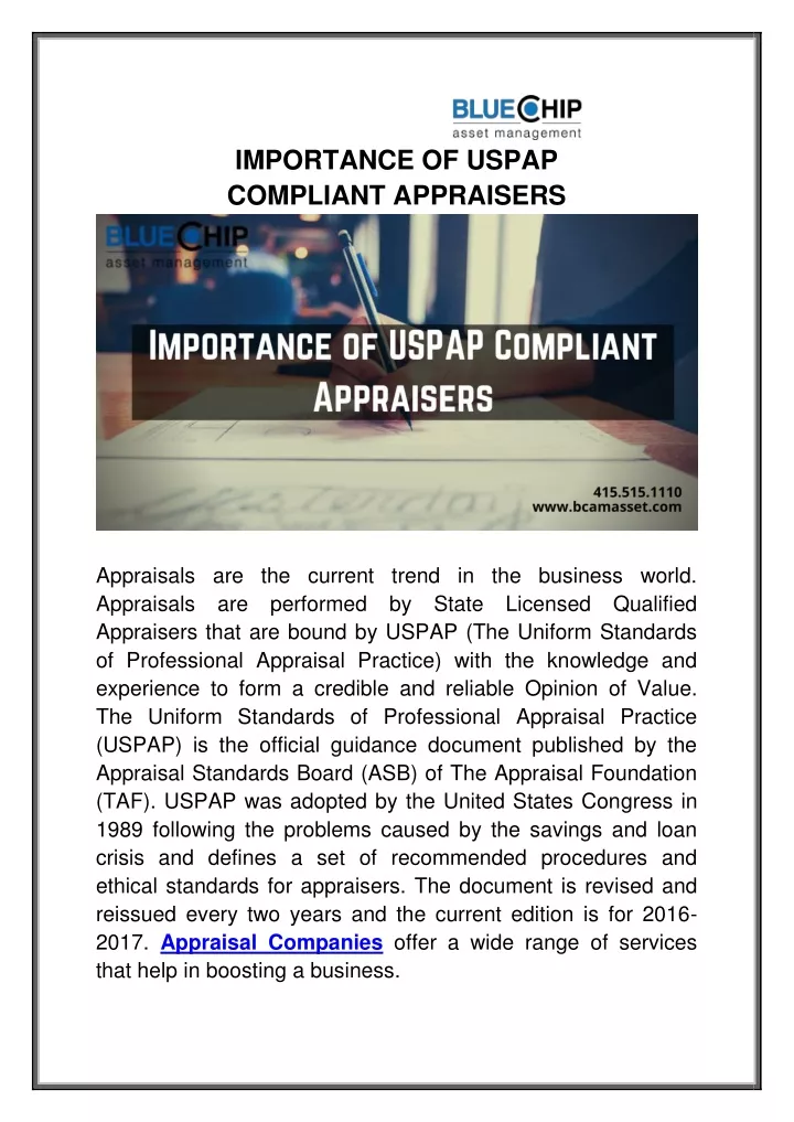 importance of uspap compliant appraisers