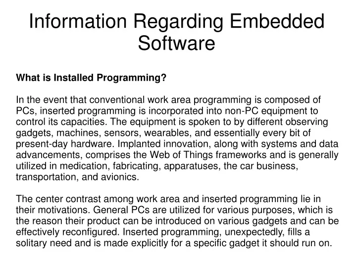 information regarding embedded software