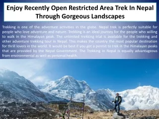 Enjoy Recently Open Restricted Area Trek In Nepal Through Gorgeous Landscapes