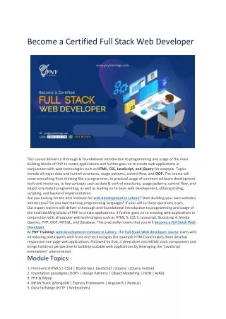 Become a Certified Full Stack Web Developer (6 months)